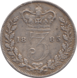 1885 THREE PENCE ( FINE ) - THREEPENCE - Cambridgeshire Coins