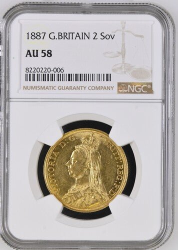 1887 GOLD 2 SOVEREIGN ( NGC ) AU 58 - NGC GOLD COINS - Cambridgeshire Coins