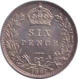 1887 SIXPENCE ( AUNC ) - SIXPENCE - Cambridgeshire Coins