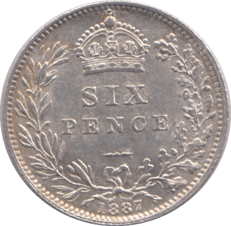 1887 SIXPENCE ( AUNC ) WREATH - SIXPENCE - Cambridgeshire Coins