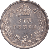 1887 SIXPENCE ( GVF ) - SIXPENCE - Cambridgeshire Coins