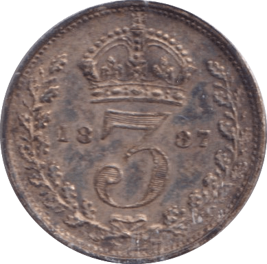 1887 THREEPENCE ( UNC ) 2 - Threepence - Cambridgeshire Coins