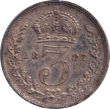 1887 THREEPENCE ( UNC ) 2 - Threepence - Cambridgeshire Coins