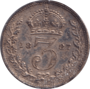 1887 THREEPENCE ( UNC ) - Threepence - Cambridgeshire Coins