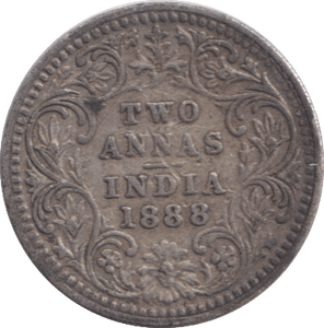 1888 TWO ANNAS INDIA - SILVER WORLD COINS - Cambridgeshire Coins