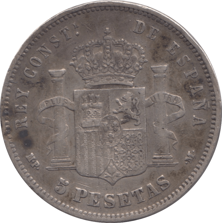 1889 SILVER FIVE PESETAS SPAIN - SILVER WORLD COINS - Cambridgeshire Coins