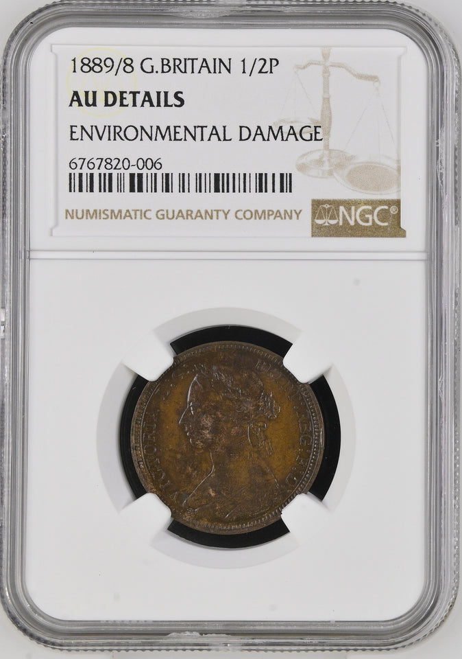 1889/8 HALFPENNY ( NGC ) AU - NGC CERTIFIED COINS - Cambridgeshire Coins