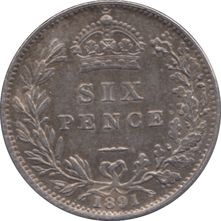 1891 SIXPENCE ( EF ) - SIXPENCE - Cambridgeshire Coins