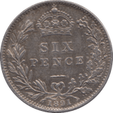 1891 SIXPENCE ( EF ) - SIXPENCE - Cambridgeshire Coins