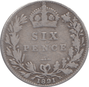 1891 SIXPENCE ( FINE ) - SIXPENCE - Cambridgeshire Coins