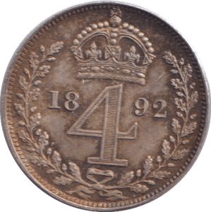 1892 FOURPENCE ( EF ) - FOURPENCE - Cambridgeshire Coins