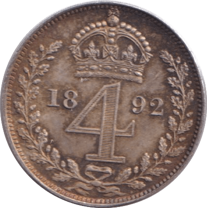 1892 FOURPENCE ( EF ) - FOURPENCE - Cambridgeshire Coins