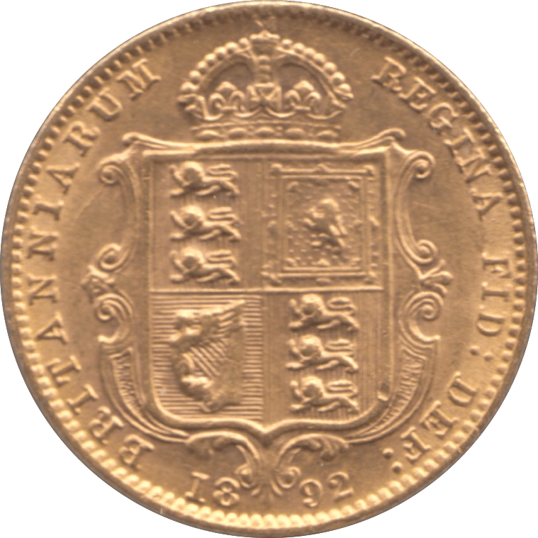 1892 GOLD HALF SOVEREIGN ( AUNC ) - HALF SOVEREIGN - Cambridgeshire Coins