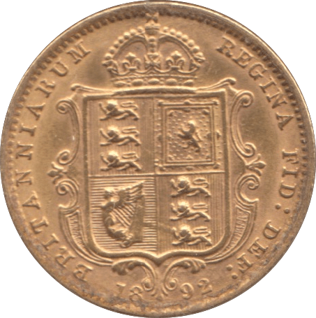 1892 GOLD HALF SOVEREIGN ( EF ) - HALF SOVEREIGN - Cambridgeshire Coins