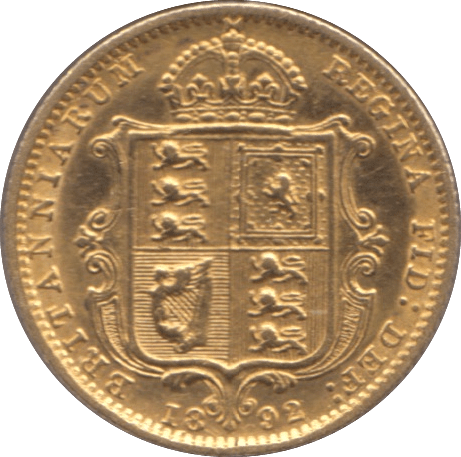 1892 GOLD HALF SOVEREIGN ( VF ) 4 - HALF SOVEREIGN - Cambridgeshire Coins