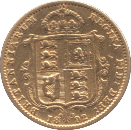 1892 GOLD HALF SOVEREIGN ( VF ) 5 - HALF SOVEREIGN - Cambridgeshire Coins