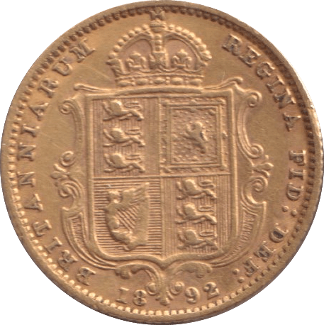 1892 GOLD HALF SOVEREIGN ( VF ) - HALF SOVEREIGN - Cambridgeshire Coins