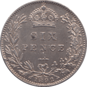 1892 SIXPENCE ( AUNC ) - SIXPENCE - Cambridgeshire Coins