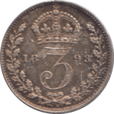 1893 MAUNDY THREEPENCE ( UNC ) - MAUNDY THREEPENCE - Cambridgeshire Coins