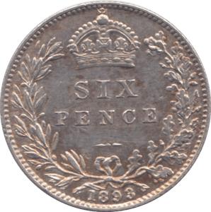 1893 SIXPENCE ( EF ) - SIXPENCE - Cambridgeshire Coins