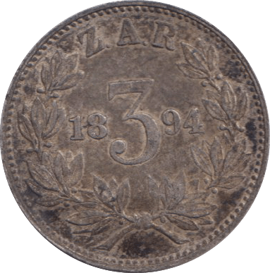 1894 THREEPENCE SOUTH AFRICA - SILVER WORLD COINS - Cambridgeshire Coins