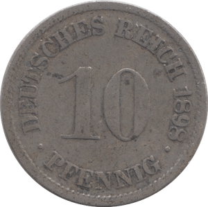 1898 SILVER 10 PFENNIG GERMANY - SILVER WORLD COINS - Cambridgeshire Coins