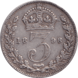 1898 THREEPENCE ( FINE ) - Threepence - Cambridgeshire Coins