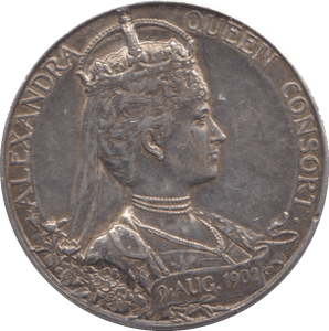 1902 CORONATION KING EDWARD VII QUEEN ALEXANDRA SILVER MEDALLION - MEDALS & MEDALLIONS - Cambridgeshire Coins