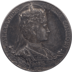 1902 CORONATION KING EDWARD VII QUEEN ALEXANDRA SILVER MEDALLION - MEDALS & MEDALLIONS - Cambridgeshire Coins