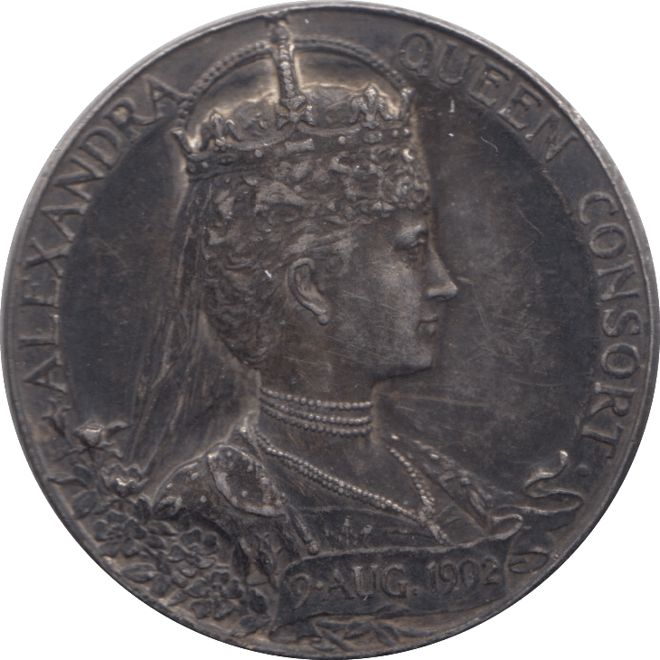 1902 CORONATION KING EDWARD VII QUEEN ALEXANDRA SILVER MEDALLION - MEDALS & MEDALLIONS - Cambridgeshire Coins