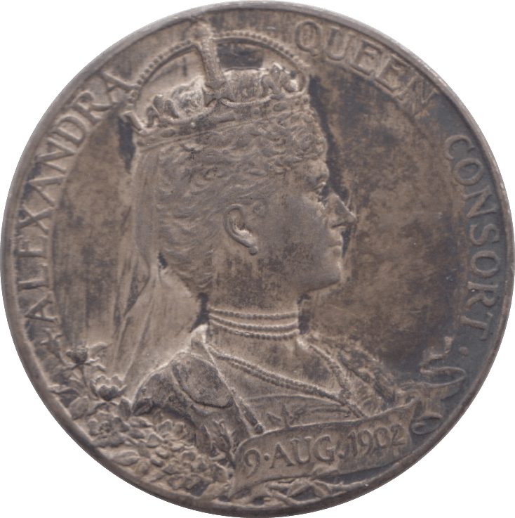 1902 CORONATION KING EDWARD VII QUEEN ALEXANDRA SILVER MEDALLION - MEDALS & MEDALLIONS - Cambridgeshire Coins