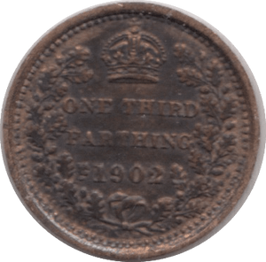 1902 ONE THIRD FARTHING ( EF ) - ONE THIRD FARTHING - Cambridgeshire Coins