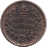 1902 ONE THIRD FARTHING ( EF ) - ONE THIRD FARTHING - Cambridgeshire Coins