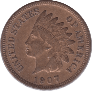 1907 ONE CENT USA - WORLD COINS - Cambridgeshire Coins