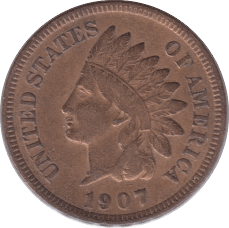 1907 ONE CENT USA - WORLD COINS - Cambridgeshire Coins