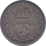 1908 MAUNDY THREEPENCE ( AUNC ) - MAUNDY THREEPENCE - Cambridgeshire Coins