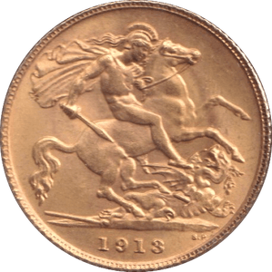 1913 GOLD HALF SOVEREIGN ( AUNC ) - HALF SOVEREIGN - Cambridgeshire Coins