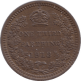 1913 ONE THIRD FARTHING ( AUNC ) - One Third Farthing - Cambridgeshire Coins