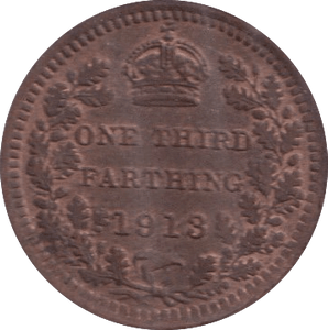 1913 ONE THIRD FARTHING ( EF ) B - One Third Farthing - Cambridgeshire Coins