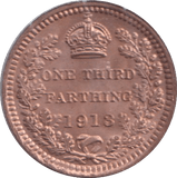 1913 THIRD FARTHING ( BU ) - One Third Farthing - Cambridgeshire Coins