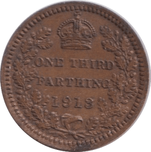 1913 THIRD FARTHING ( GVF ) - One Third Farthing - Cambridgeshire Coins