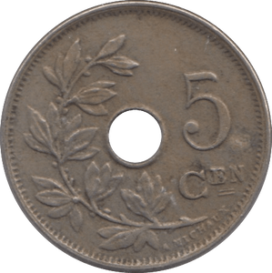 1914 FIVE CENTS BELGIUM - WORLD COINS - Cambridgeshire Coins