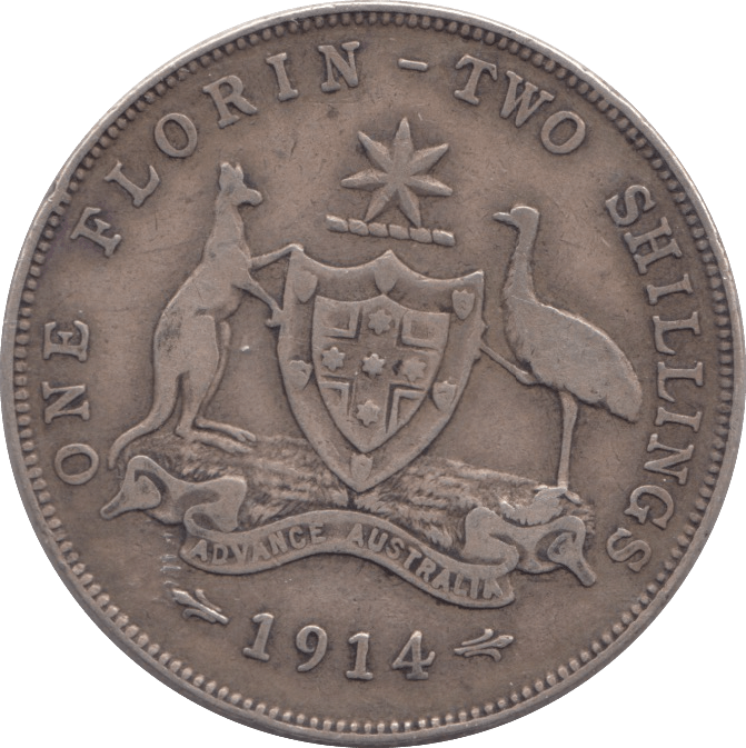 1914 SILVER FLORIN AUSTRALIA - SILVER WORLD COINS - Cambridgeshire Coins