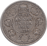 1915 SILVER TWO ANNAS INDIA - SILVER WORLD COINS - Cambridgeshire Coins