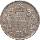 1916 SILVER CANADA 10 CENTS - SILVER WORLD COINS - Cambridgeshire Coins