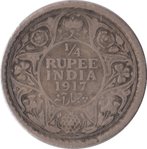 1917 QUARTER RUPEE INDIA - SILVER WORLD COINS - Cambridgeshire Coins