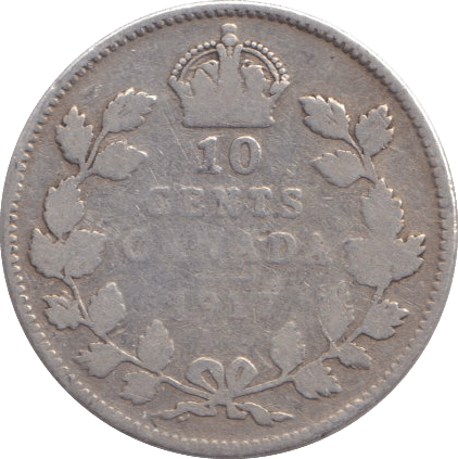 1917 SILVER 10 CENTS CANADA - SILVER WORLD COINS - Cambridgeshire Coins