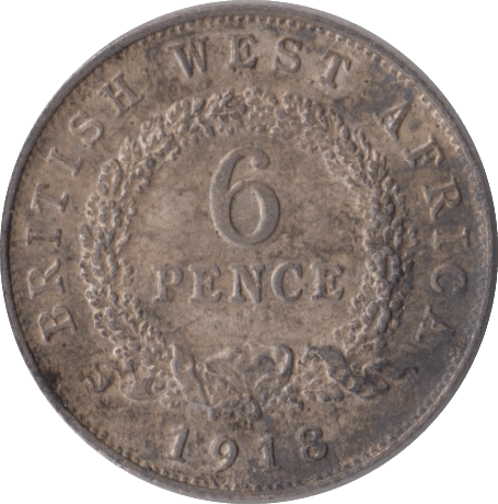 1918 SIXPENCE BRITISH WEST AFRICA - SILVER WORLD COINS - Cambridgeshire Coins