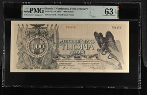 1919 RUSSIA NORTHWEST FIELD TREASURY 1000 RUBLES BANKNOTE PS210 PMG 63 CHOICE UNCIRCULATED - PMG CERTIFIED WORLD BANKNOTES - Cambridgeshire Coins