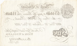 1921 WHITE FIVE POUND NOTE DEC 20TH BANK OF ENGLAND HARVEY REF W£5 - 9 - £5 BANKNOTES WHITE - Cambridgeshire Coins